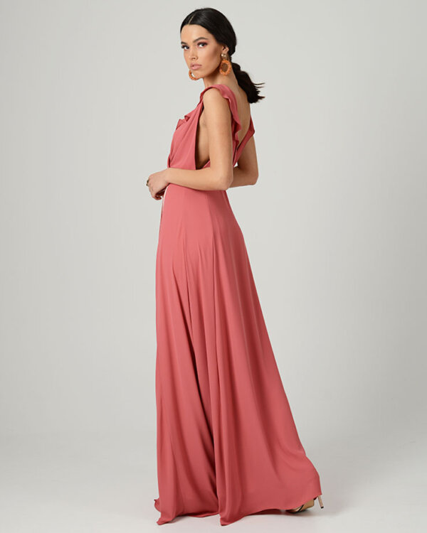 peach and grey dress