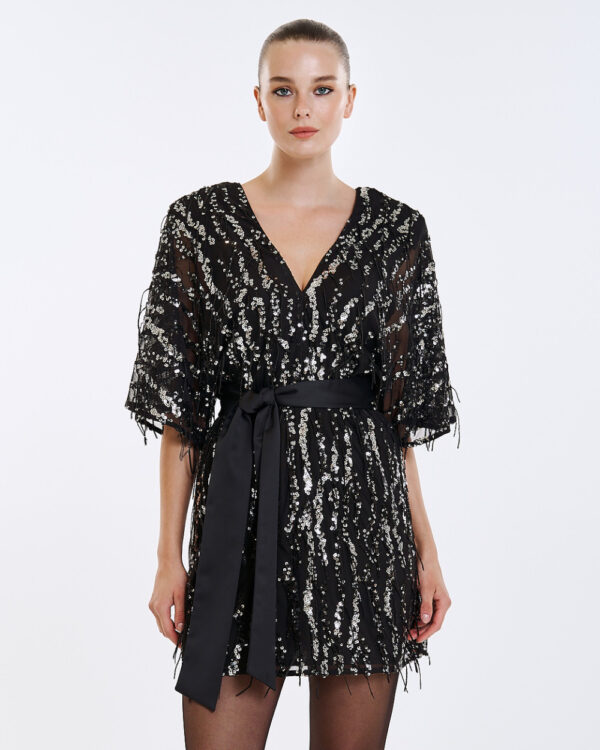 Mini dress with sequin fringes - Access Fashion - Image 3