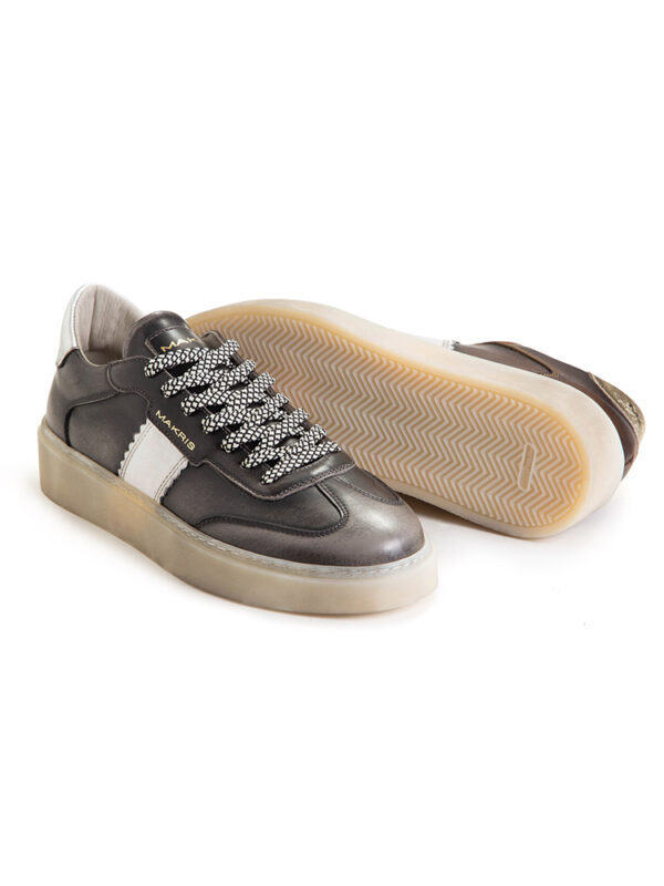 Leather brush sneakers - Makris - Image 2