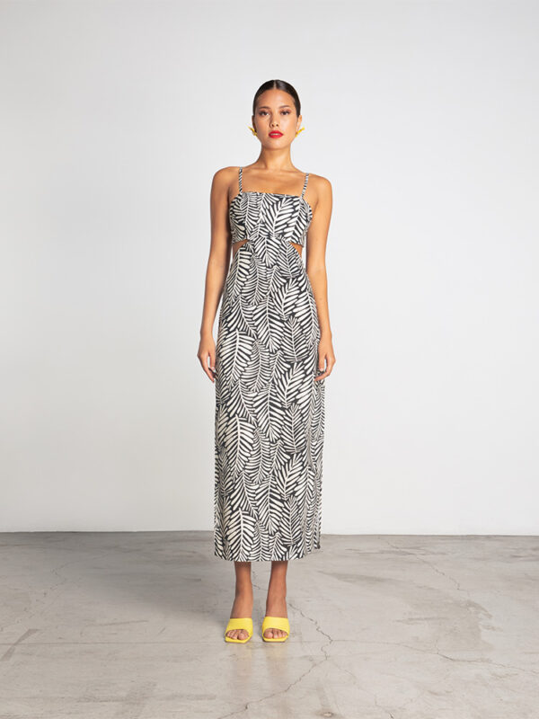 Printed dress with waist cut-outs - Moutaki