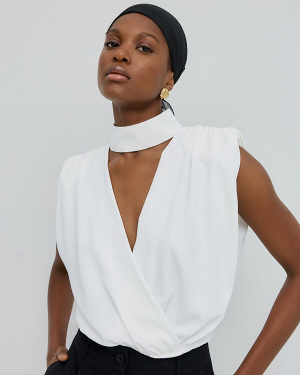 Wrap top with neck and cut-out - Access Fashion