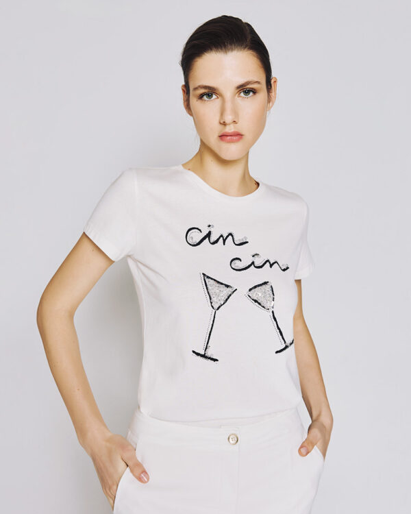 T-shirt with "Cin Cin" design - Access Fashion