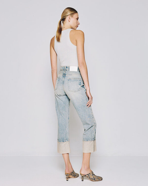 Cropped denim pants with turn-up hemlines - Access Fashion - Image 3