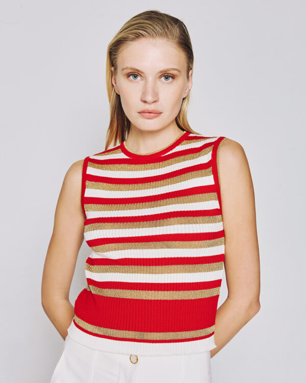 Sleeveless striped knitted top - Access Fashion - Image 6