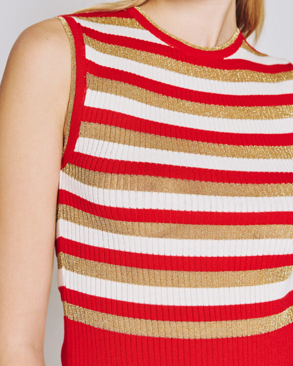 Sleeveless striped knitted top - Access Fashion - Image 10