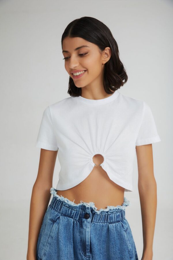 Cotton crop t-shirt with hoop - 4Tailors - Image 2