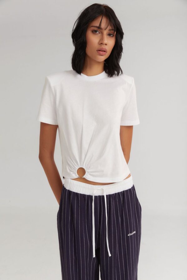 Cotton padded t-shirt with hoop - 4Tailors - Image 2