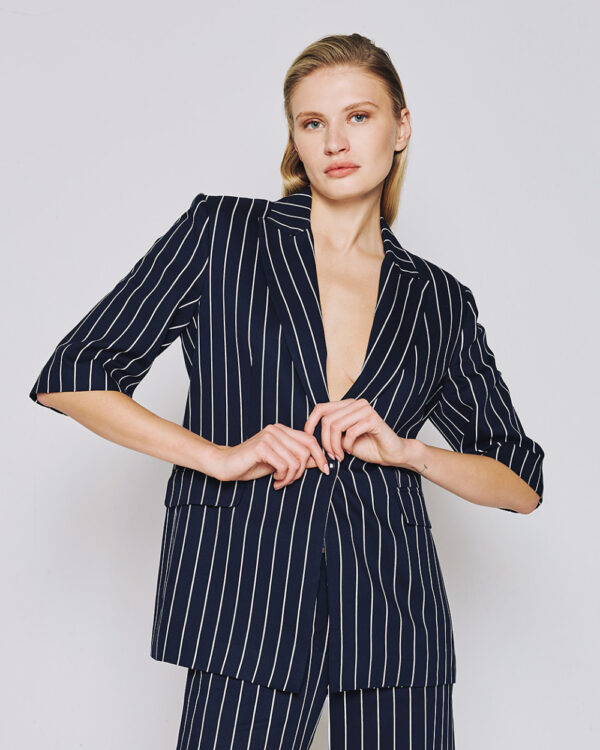 Striped blazer with short sleeves - Access Fashion - Image 3