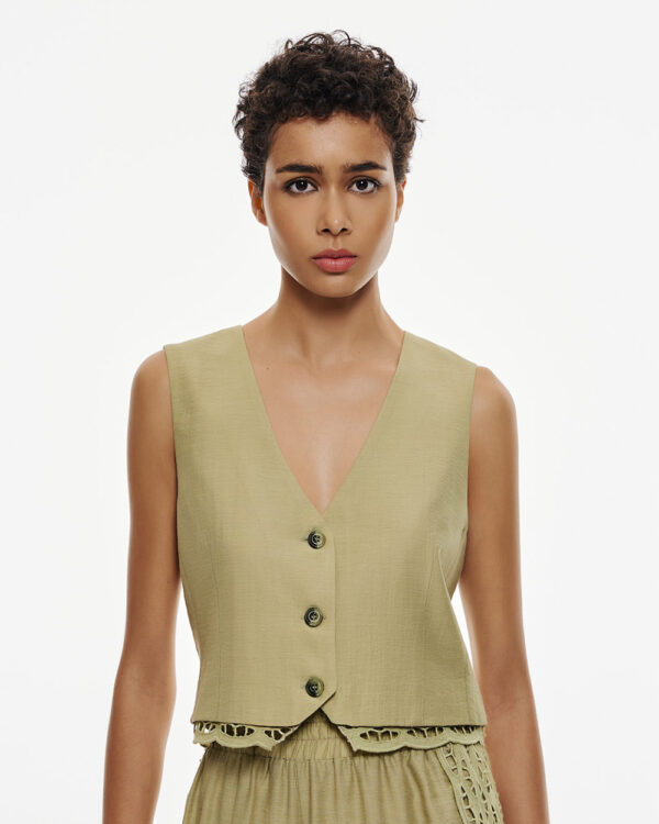 Vest-top with perforated hemline - Access Fashion - Image 5