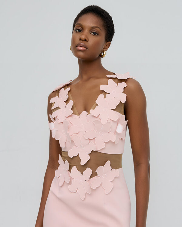 Mini dress with mesh and flowers - Access Fashion - Image 6