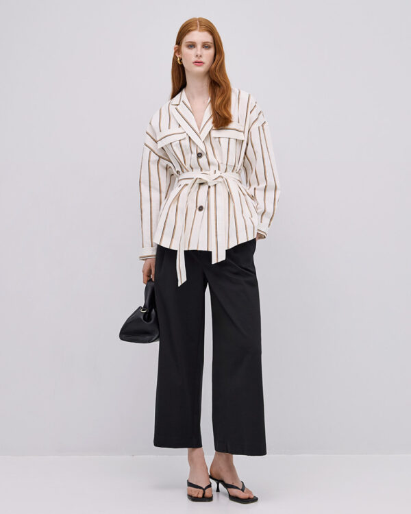 Cropped pants with pleats and elastic waist - Access Fashion - Image 5