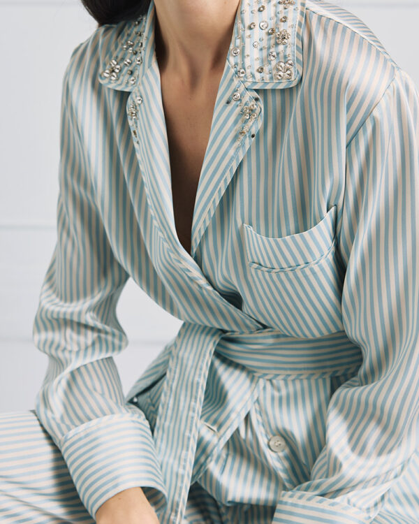 Striped shirt-blazer with rhinestones - Access Fashion - Image 5