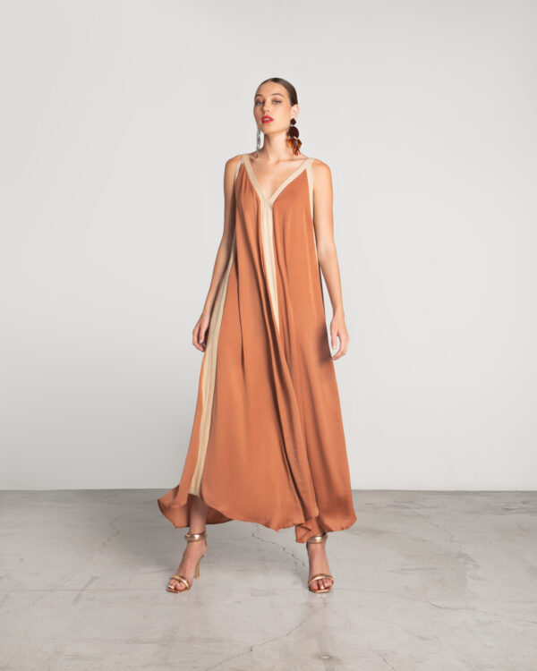 Sleeveless midi dress with lurex details - Moutaki