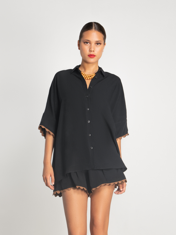 Oversized-fit shirt with collar neckline - Moutaki