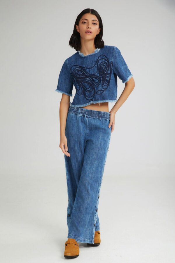 Soft Serve embroidered denim top - 4Tailors - Image 2