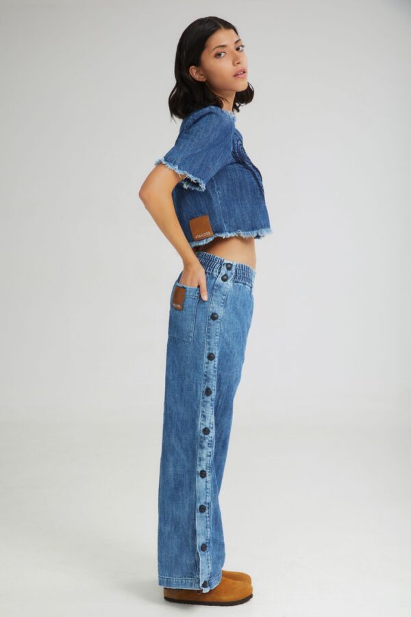 Soft Serve embroidered denim top - 4Tailors - Image 3