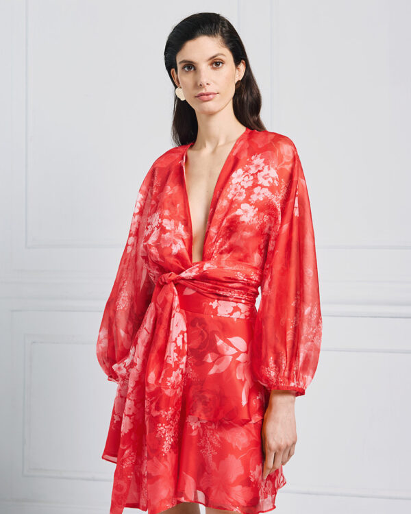 Cropped floral tie-front blouse – Access Fashion - Image 5