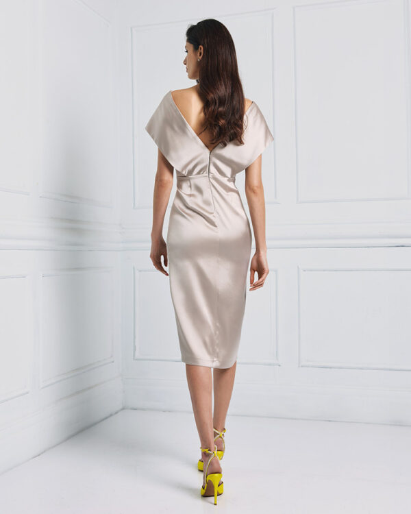 Satin midi wrap dress with pleats – Access Fashion - Image 4