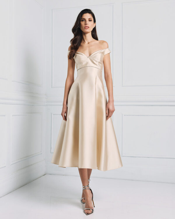 Off-shoulder midi dress with rhinestone details – Access Fashion - Image 3