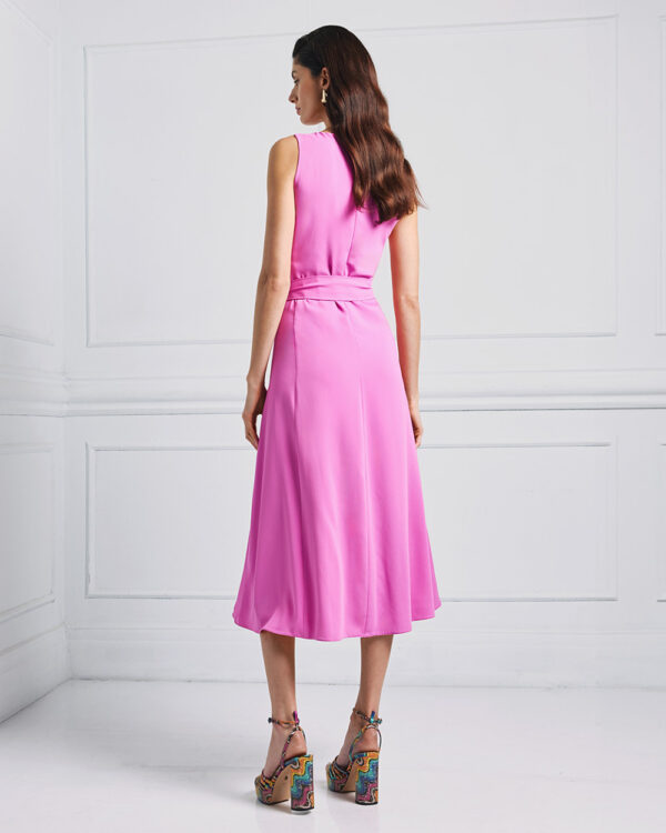 Sleeveless flare dress with a belt - Access Fashion - Image 8
