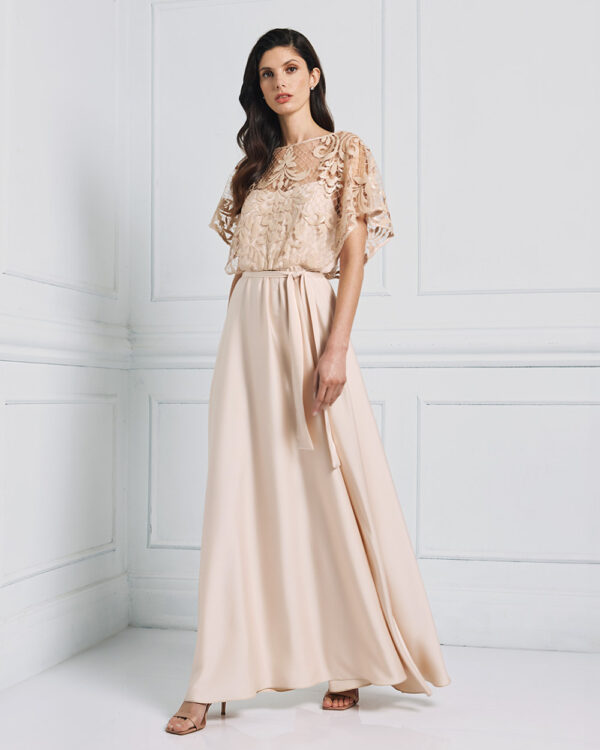 Embellished mesh maxi dress with tie belt – Access Fashion - Image 5