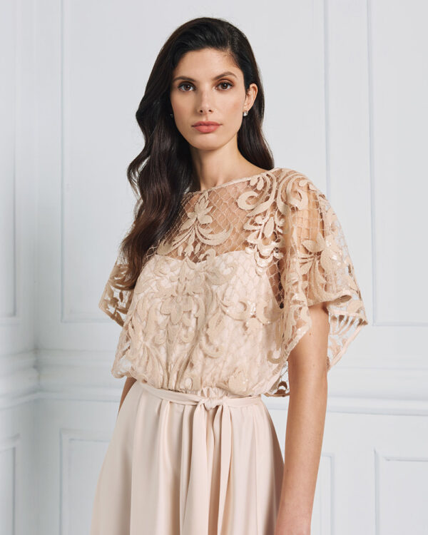 Embellished mesh maxi dress with tie belt – Access Fashion - Image 6