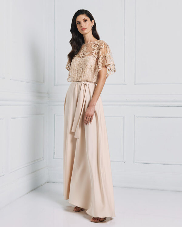 Embellished mesh maxi dress with tie belt – Access Fashion - Image 7
