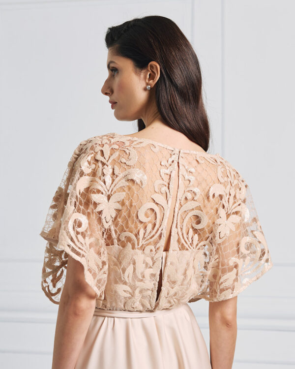 Embellished mesh maxi dress with tie belt – Access Fashion - Image 9