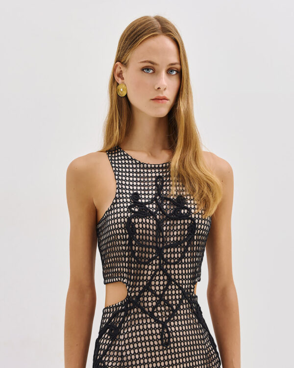 Maxi dress with embroidered drawstrings - Access Fashion - Image 7