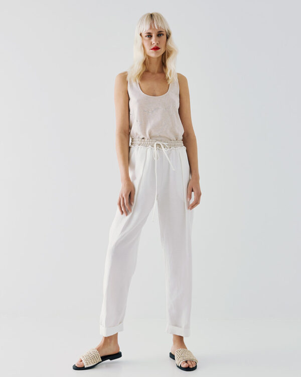 Pants with an elastic waistband and pleats - Access Fashion - Image 3
