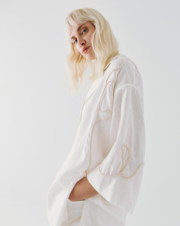 Shirt with lapel and embroidered drawstrings – Access Fashion - Image 3
