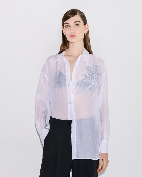 Embroidered sequin semi-sheer shirt - Access Fashion - Image 3