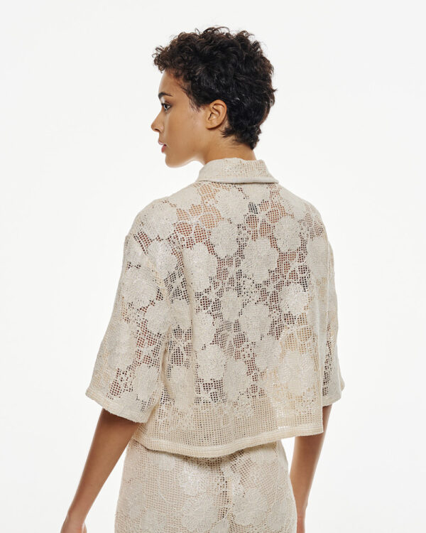 Cropped woven floral shirt - Access Fashion - Image 4