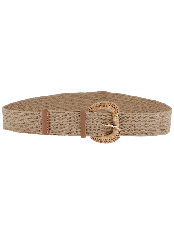 Elastic straw belt with round crochet buckle
