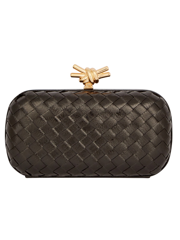 Braided eco-leather clutch bag