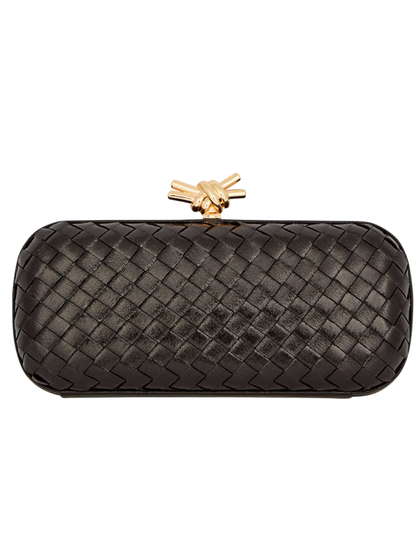 Large braided eco-leather clutch bag