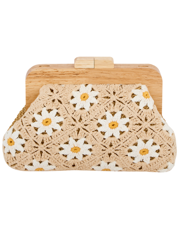 Handmade clutch bag with daisy flower