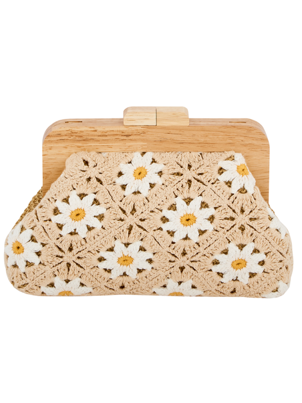 Handmade clutch bag with daisy flower