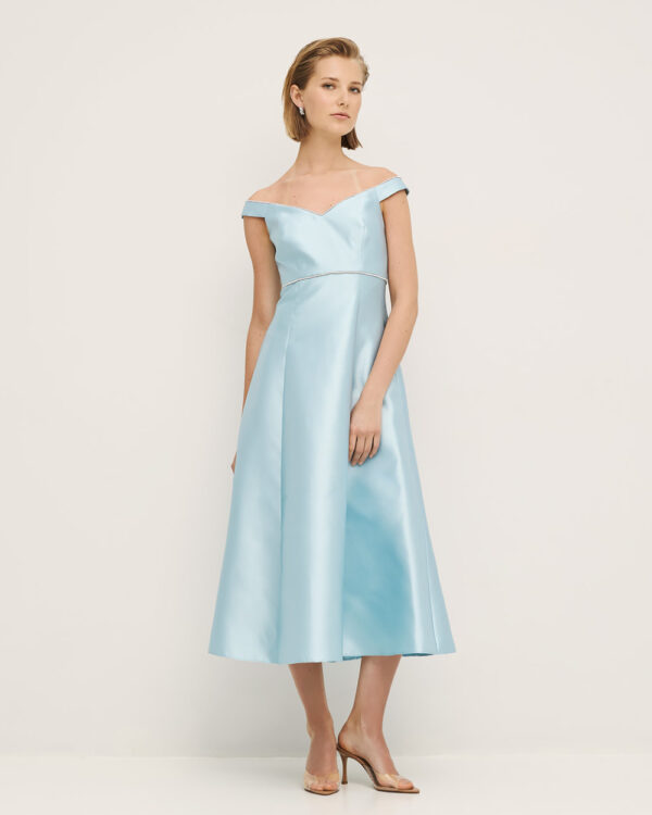 Off-shoulder midi dress with rhinestone details – Access Fashion - Image 7