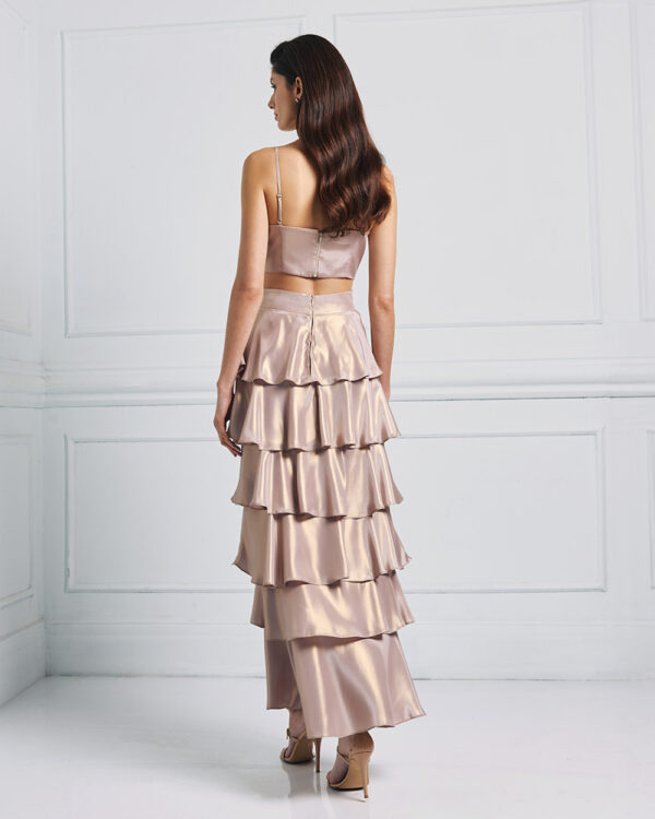 Metallic-effect dress with ruffles and flower -Access Fashion - Image 4