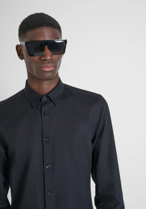 Slim fit cotton linen shirt - Antony Morato - Image 3