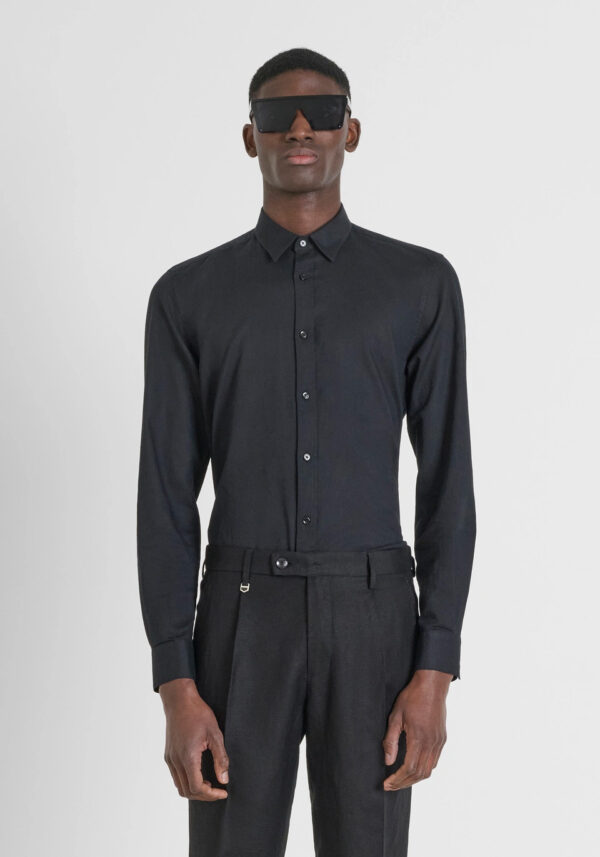 Slim fit cotton linen shirt - Antony Morato - Image 4