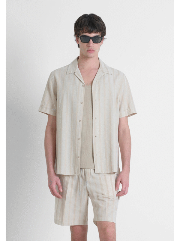 Short sleeve striped linen shirt - Antony Morato