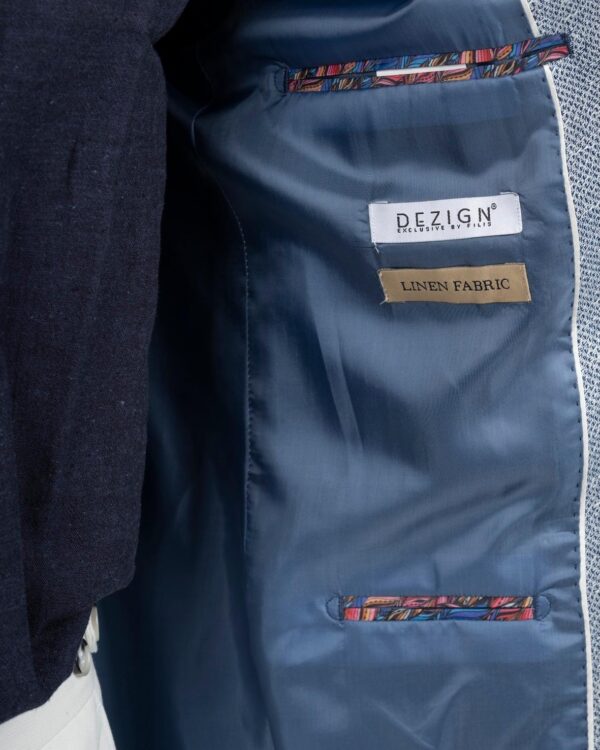 Linen single-breasted blazer with double-button fastening  - Dezign - Image 3