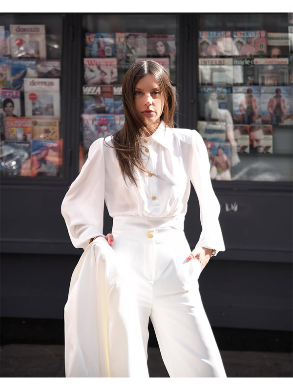 Cropped shirt with long puffed sleeves - Innocent