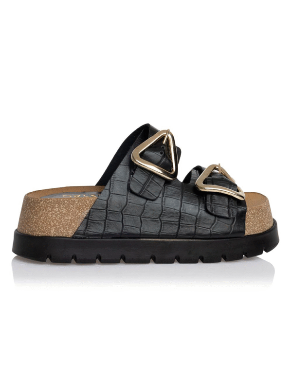 Cork-effect padded leather flat - Sante Shoes
