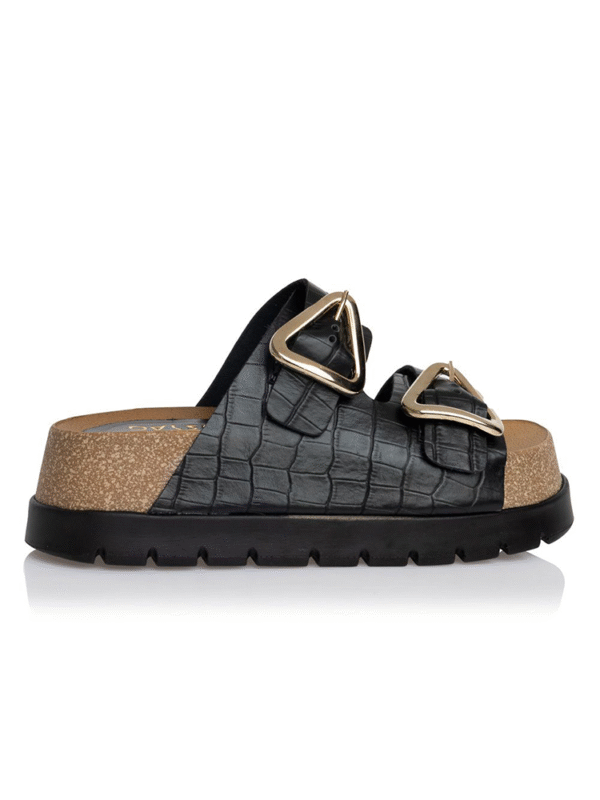 Cork-effect wedge leather flats - Sante Shoes