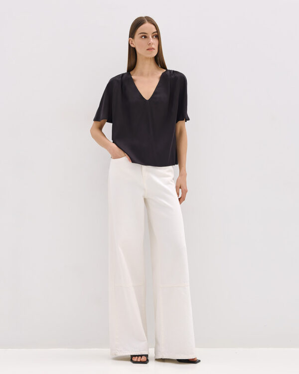 Satin blouse with a v-neckline - Access Fashion - Image 4