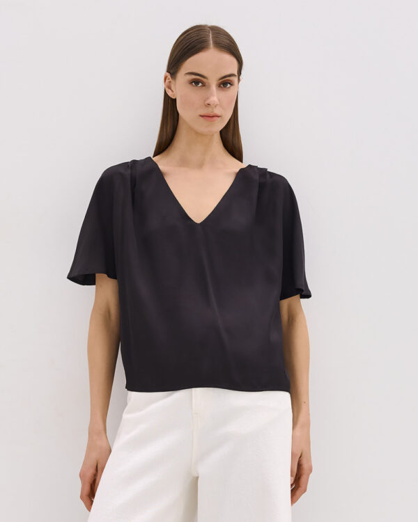 Satin blouse with a v-neckline - Access Fashion - Image 5