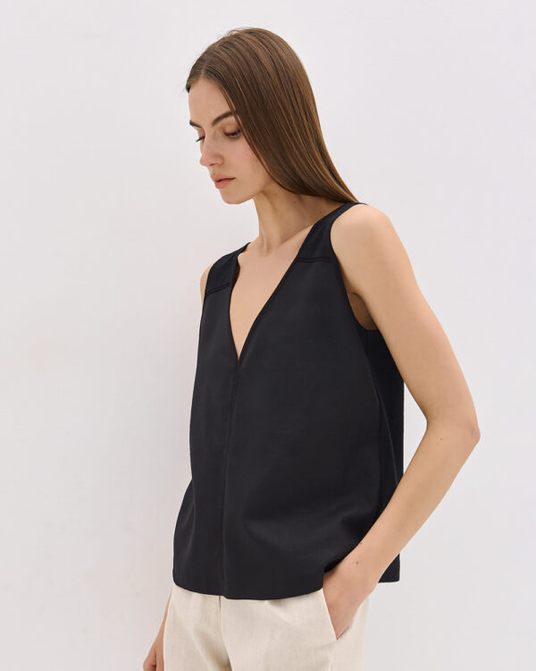 Sleeveless top with fabric combination - Access Fashion - Image 7